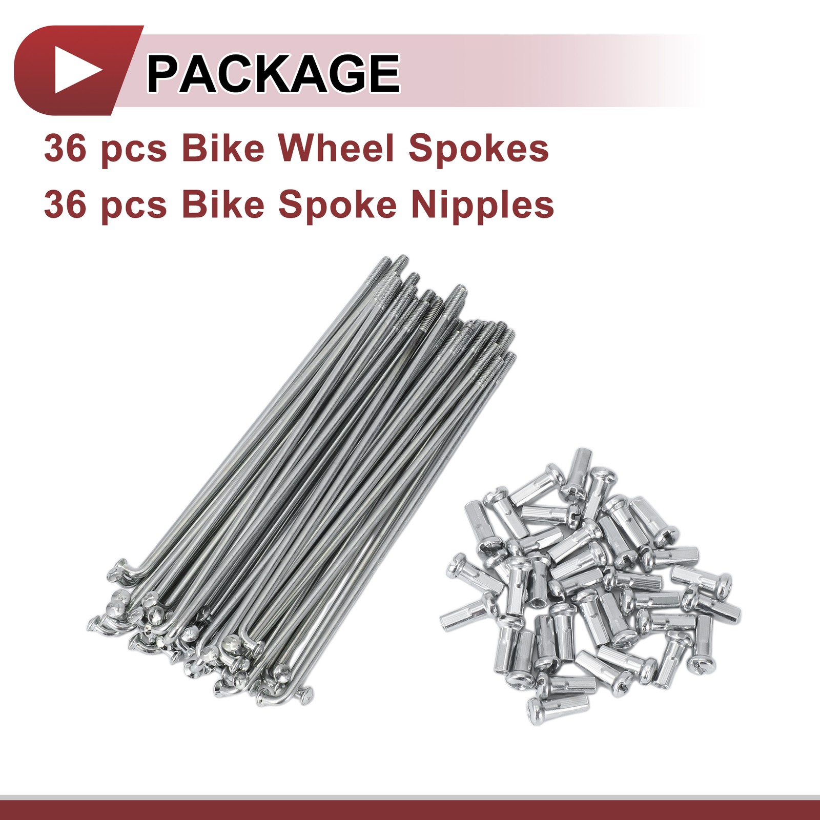 36 Set Bike Spokes 13G 97mm Galvanized Steel Silver