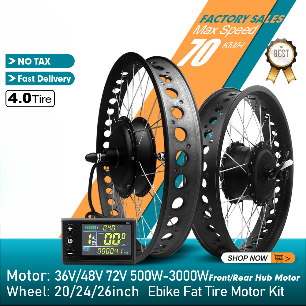 48V 500W 1500W 2000W 3000W Snow Ebike Fat Tire Front/Rear Hub Motor 20 24 26inch