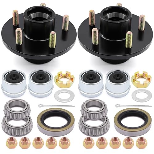 2 Sets Trailer Wheel Hub Kit 5 Bolt 4.5 inch,5 Lug 3500 lb Axle Kit with Dust