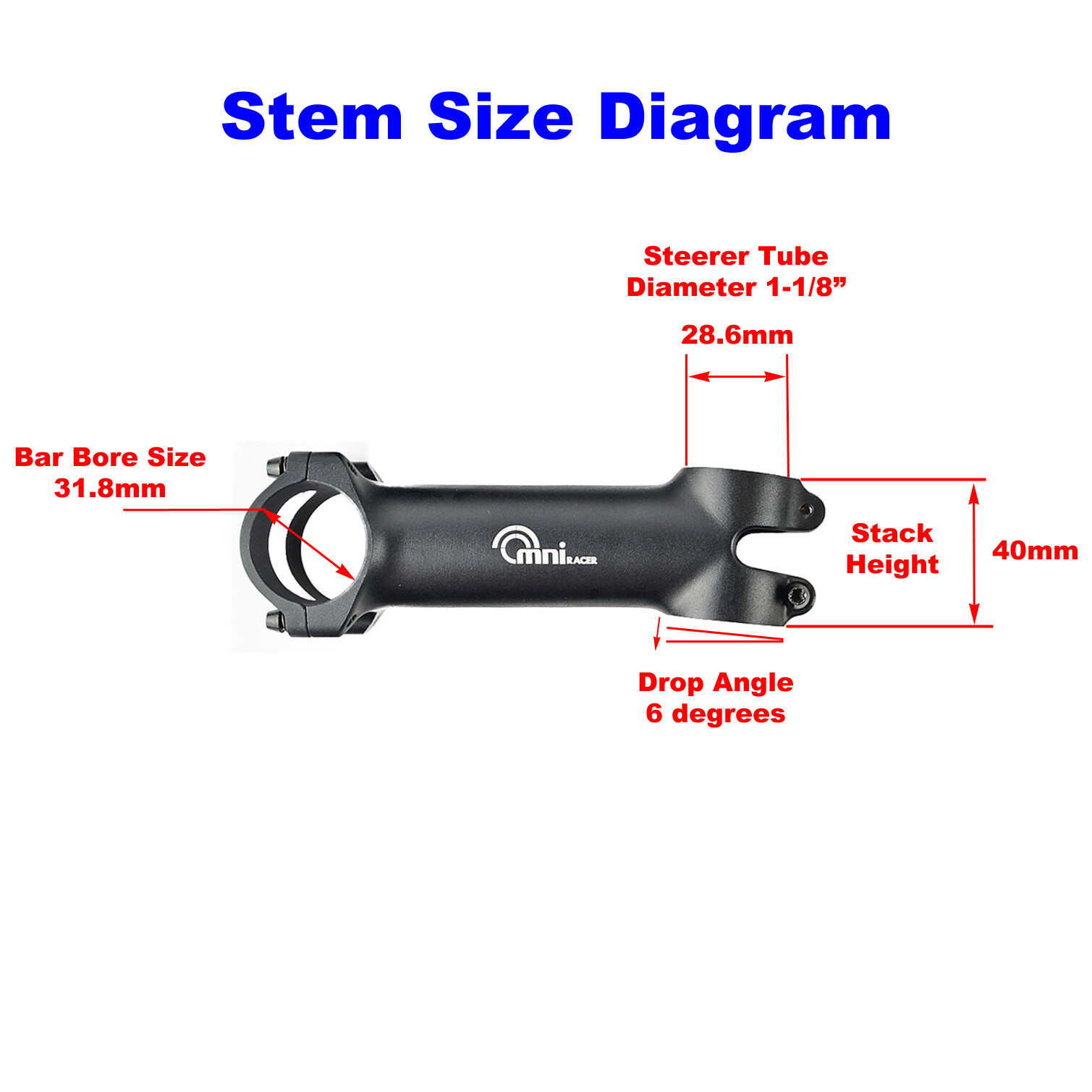 OMNI Racer WORLDS LIGHTEST ULTRA-Lite Alloy Stem: 31.8x40mm JUST 73g!! BLACK