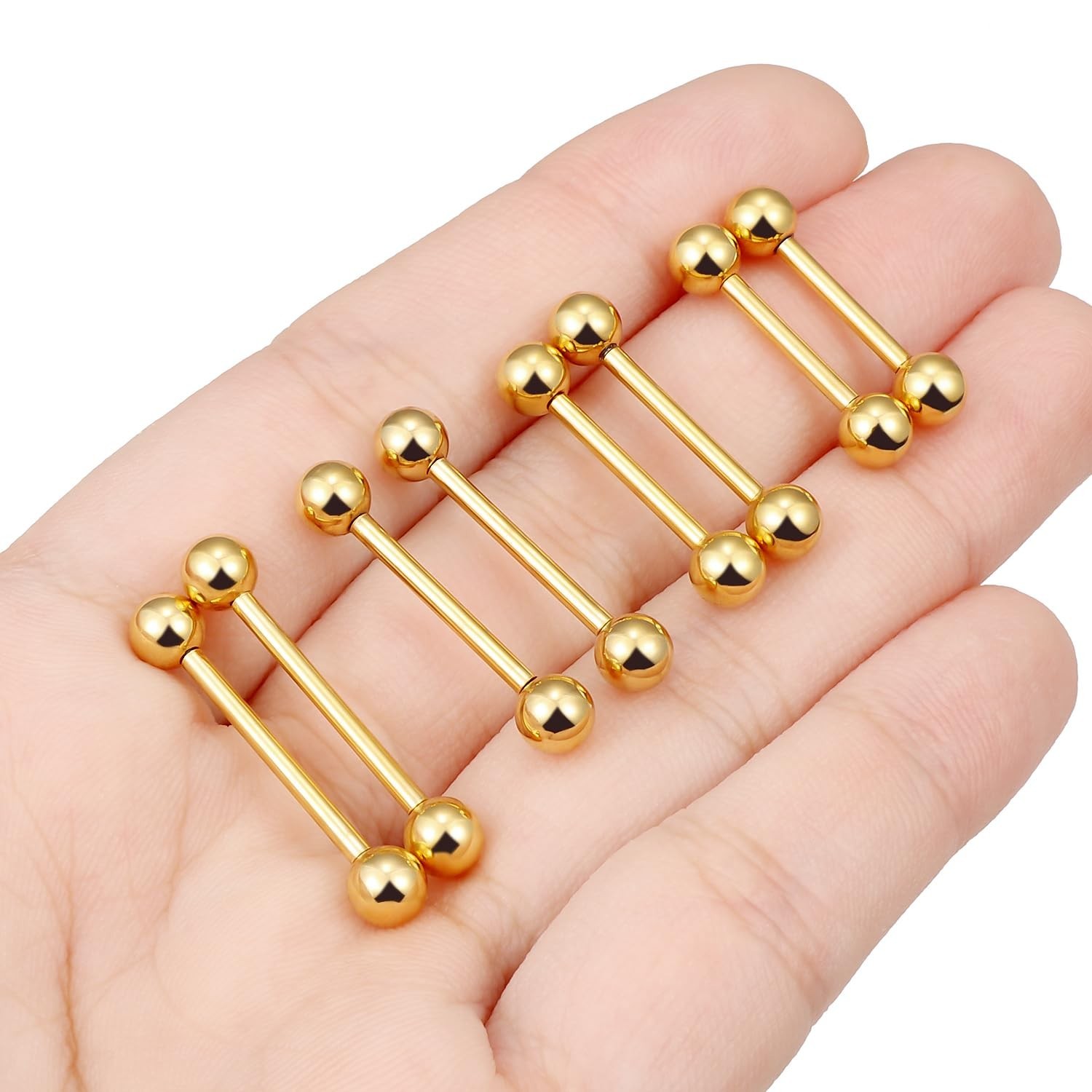 16G 14G 12G Gold Nipple Piercings Tongue Rings Externally/Internally Threaded…