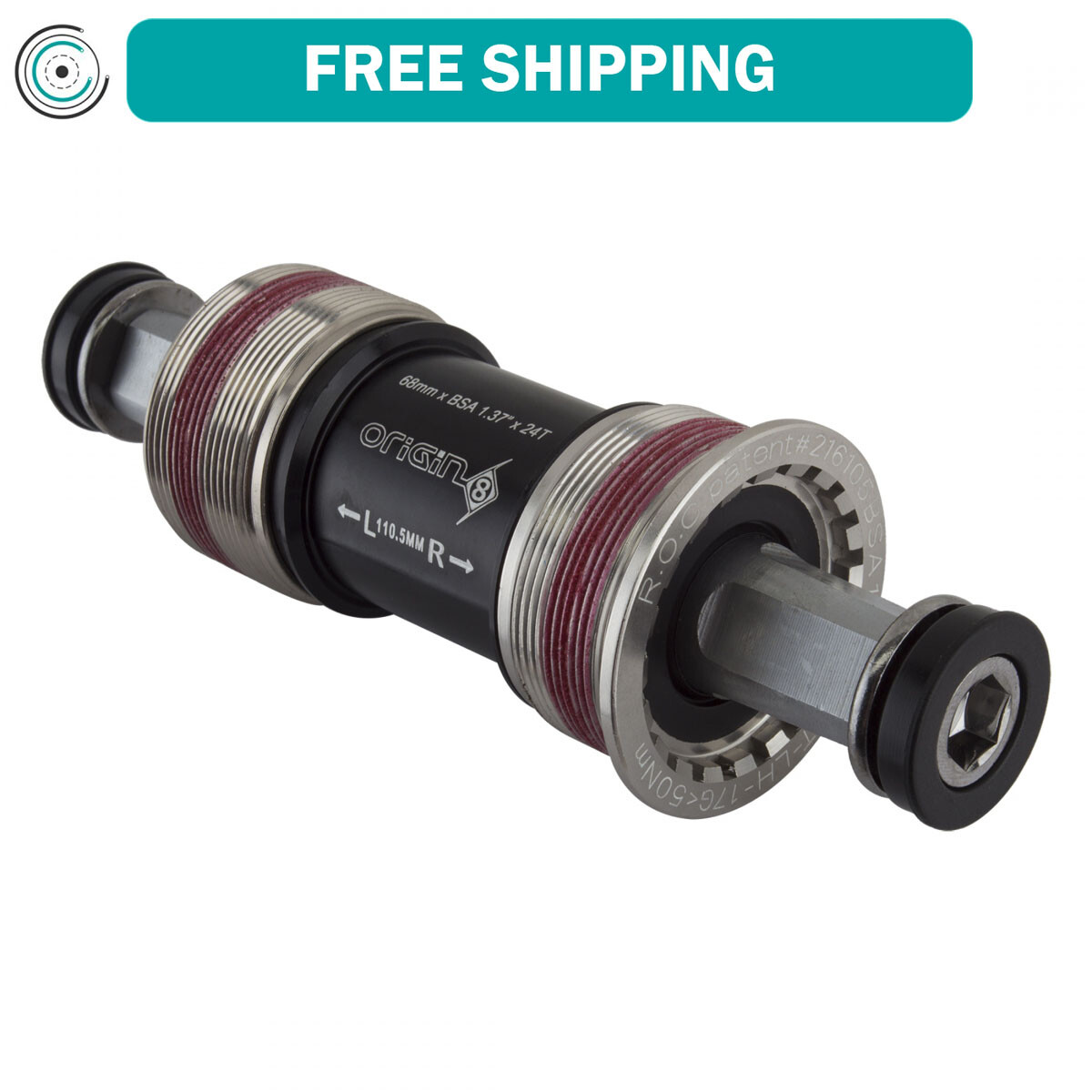 Origin8 TorqLite Square Taper JIS Sealed Bearings BSA 68×110.5mm Bottom Bracket