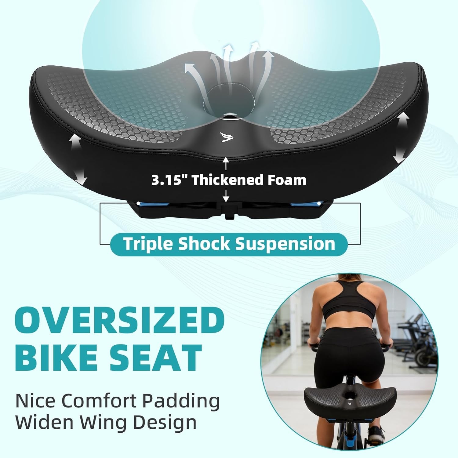 Extra Wide Noseless Bike seat Cushion for Men Women Memory Foam Filling Large…