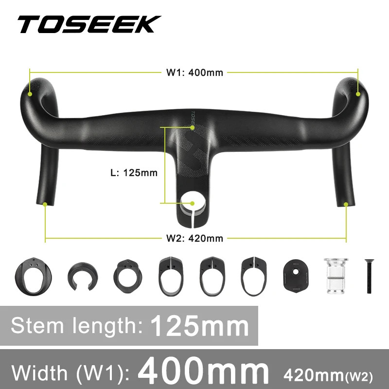 Road Bike Carbon Integrated Handlebar DI2 Full Internal Cable Routing Bent Bar
