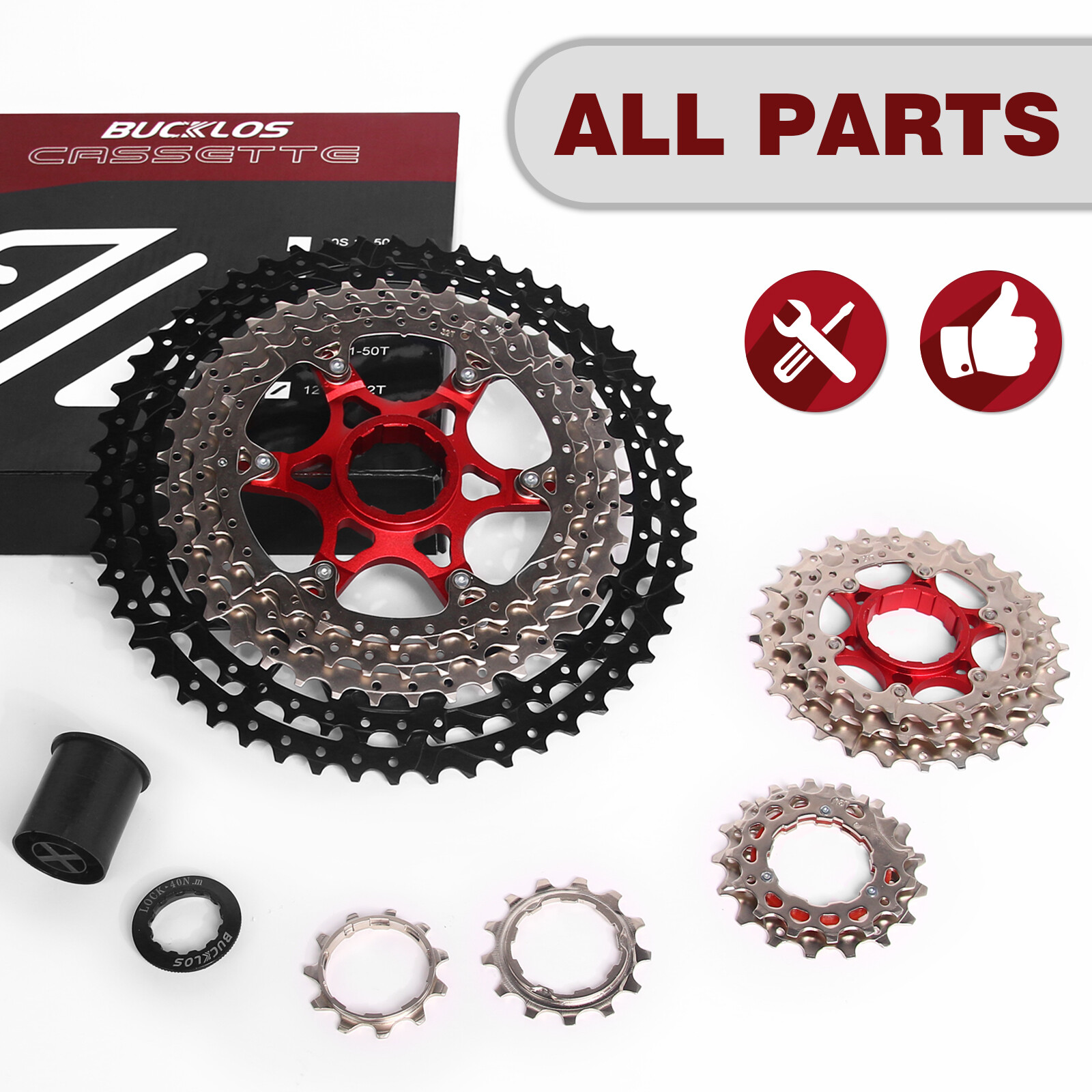 for Shimano SRAM KMC 8/9/10/11/12 Speed 11-52T Bike Cassette 116/126 Links Chain