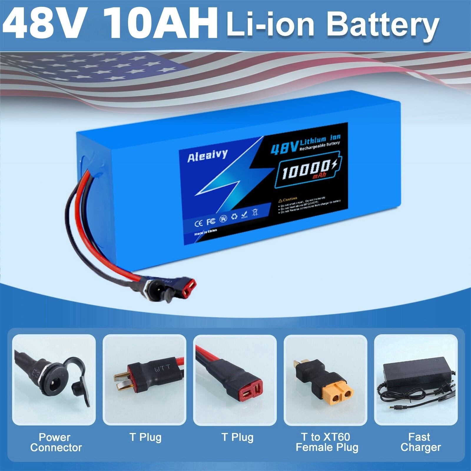 48V 10Ah Li-ion Ebike Battery Pack for Electric Bicycle & Scooter 48V 10000mah