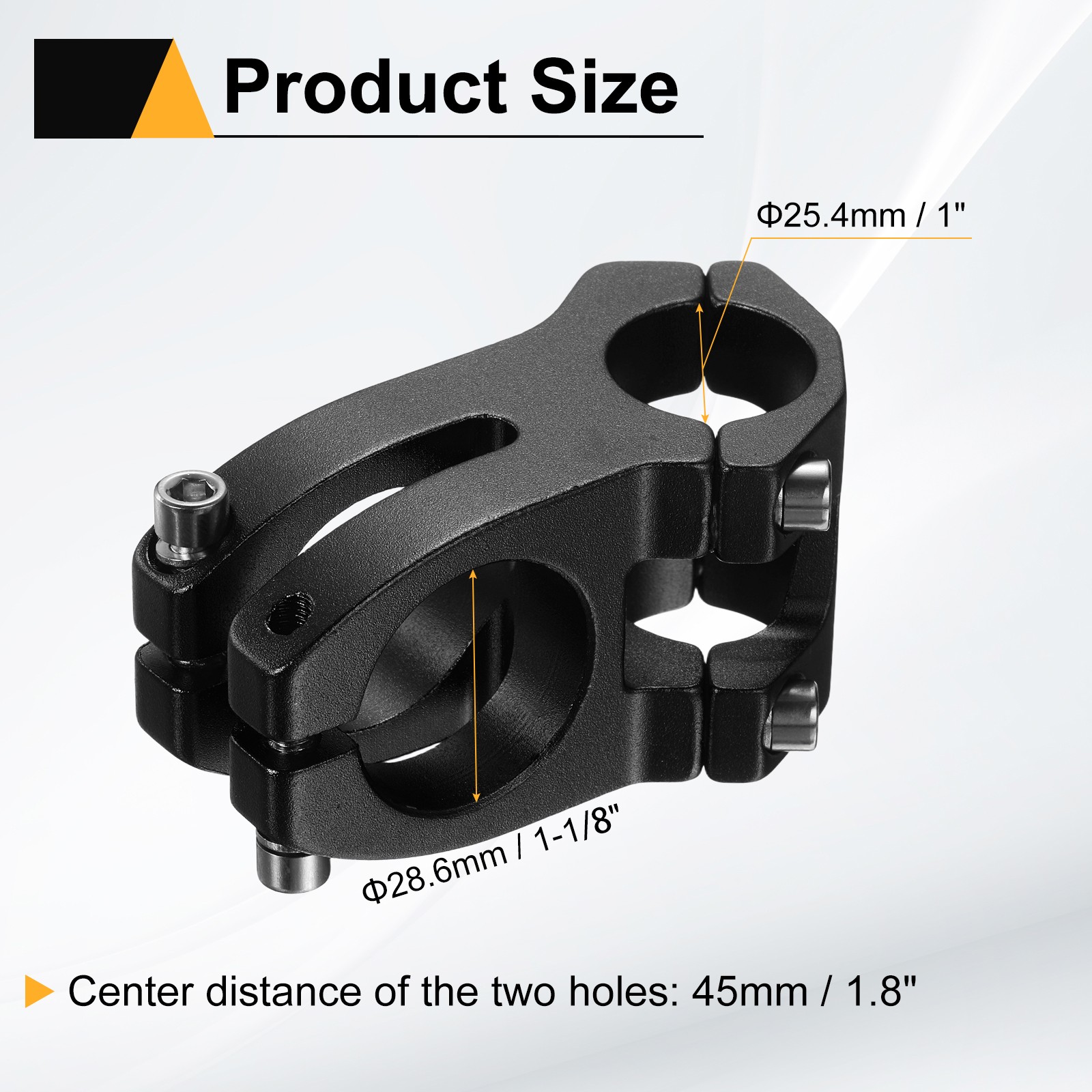 25.4mm Bike Stem 45mm Bicycle Handlebar Stem for BMX MTB Black