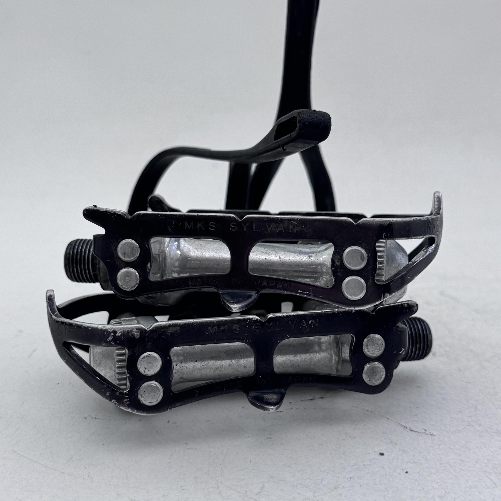 Vintage MKS Sylvan SY-1 Bike Pedals Christophe 9/16 in Toe Clips Black A68