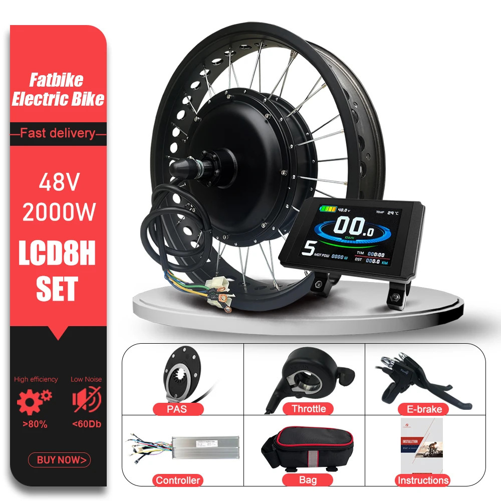 48V 2000W Snow E-bike Fat 20 24 26inch Brushless Non-gear Rear Hub Motor Wheel