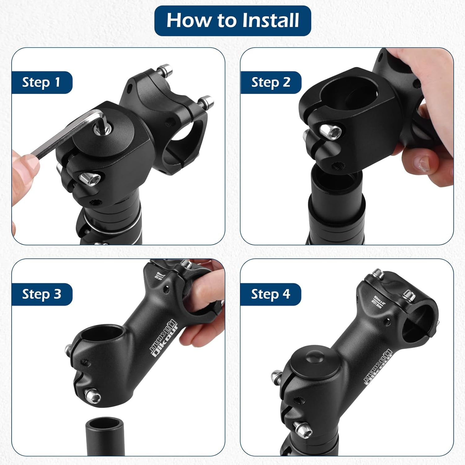 31.8 Bike Stem 45 Degree 90Mm Bicycle Handlebar Stem Riser Bar Clamp MTB Stem fo