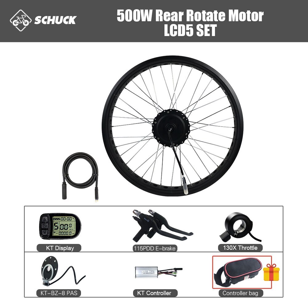 36V 48V 500W Snow E-bike Rear Rotate Hub Motor Conversion Kit 20 / 26 Inch Wheel