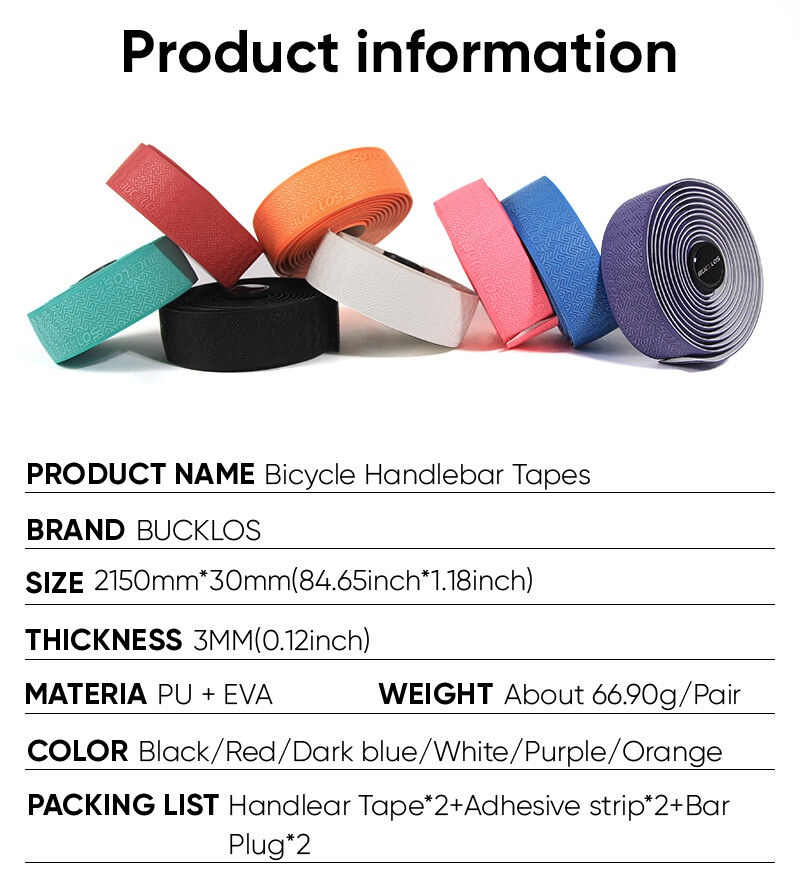 BUCKLOS Handlebar Tape PU+EVA MTB Road Bike Shock Absorption Anti-slip 1Pair US
