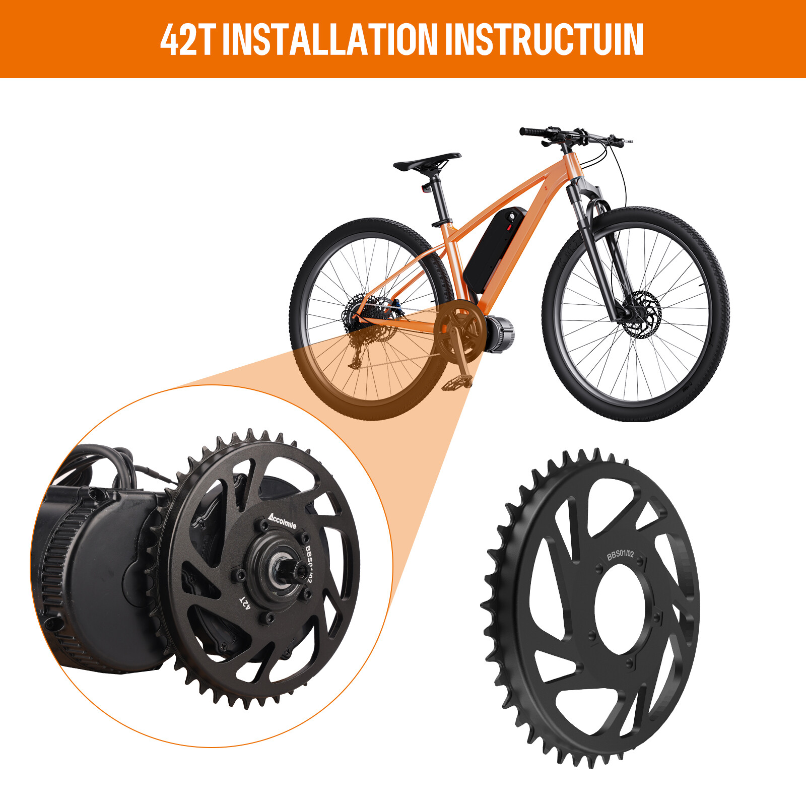 Chainring Sprocket Chainwheel for Bafang BBS01B BBS02B 250W-750W Motor Mid Kit