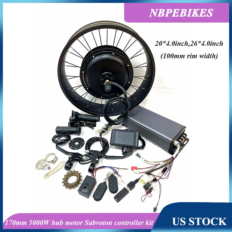 US stock :170mm 5000w 3T 50H motor with Sabvoton 100A controller ebike kit.