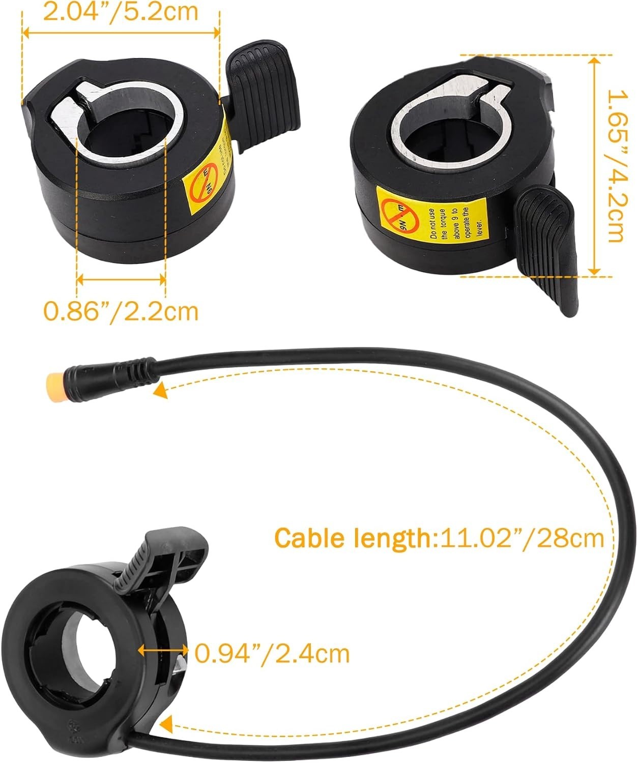 Thumb Throttle Ebike, Electric Bike Thumb Throttle with Male Connector, Water…