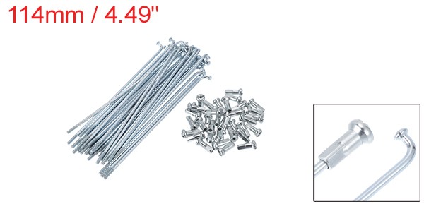 1 Set 13G 114mm Length Bicycle Spokes Nipple 45 Steel Galvanized Universal