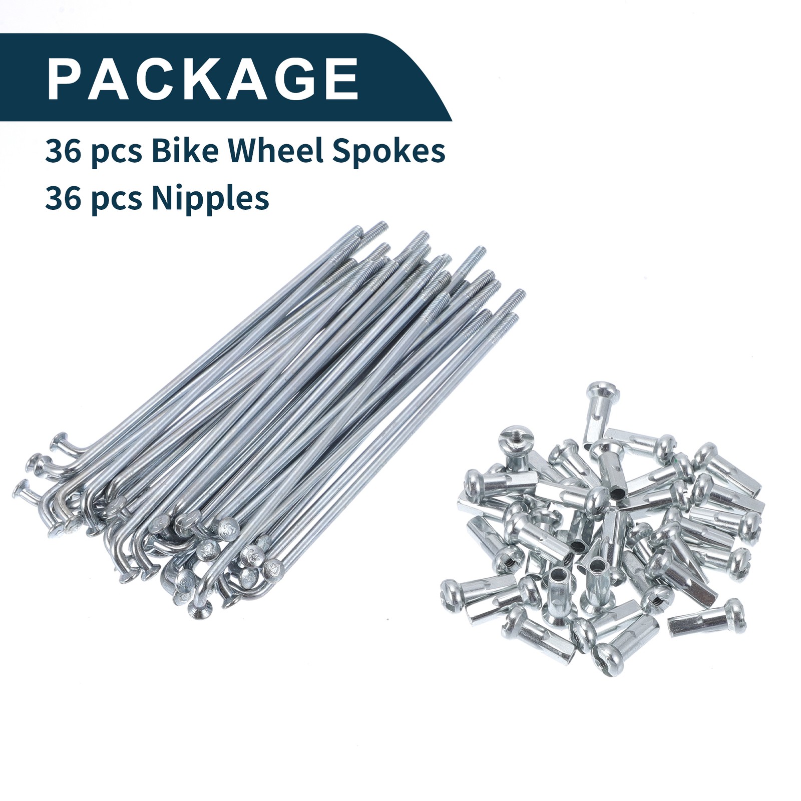 1 Set 13G 80mm Length Bicycle Spokes Nipple 45 Steel Galvanized Universal