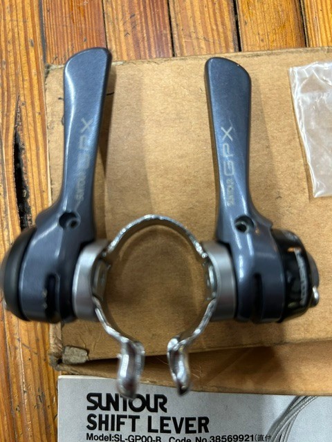 Vintage Suntour GPX clamp on Shift Lever Shifter Down Tube Grey 7s accushift