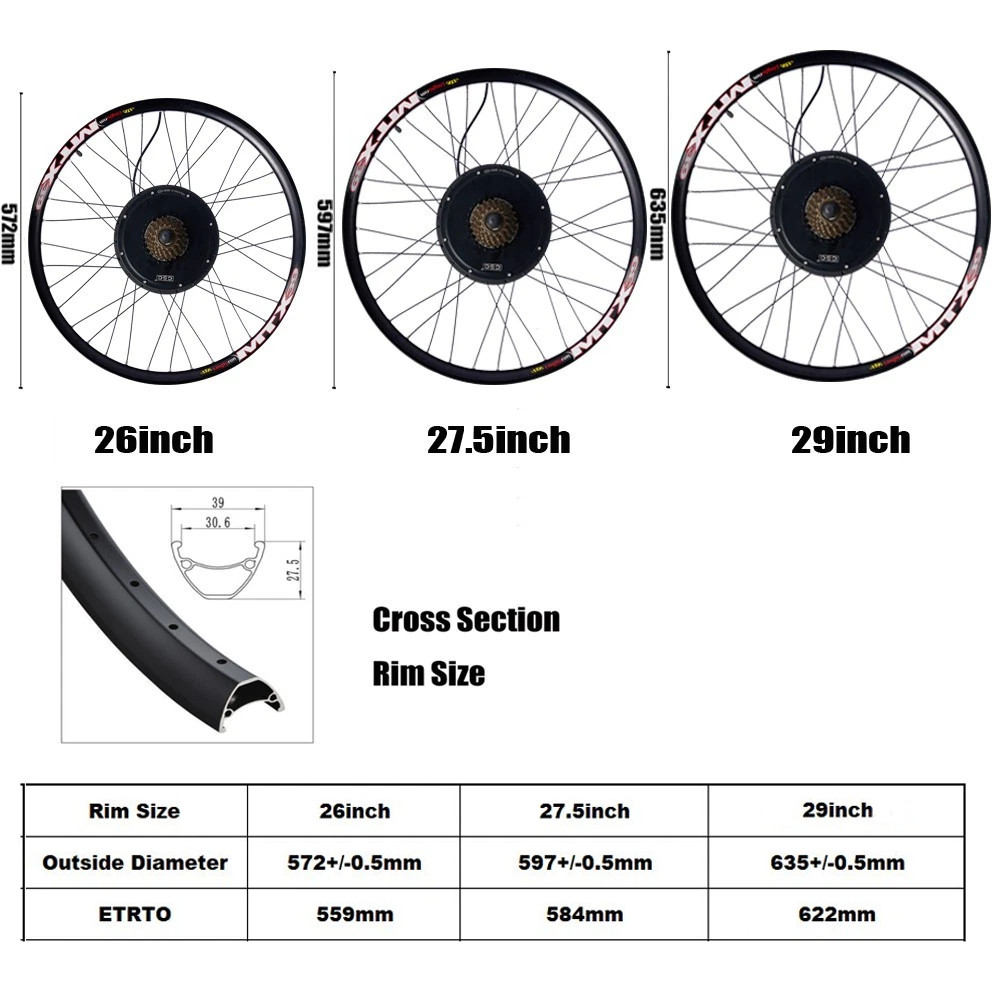 72V 5000W 26″/27.5″/29″MTX39 Rim Ebike Rear Motor Wheel kit with Sabvoton 100A