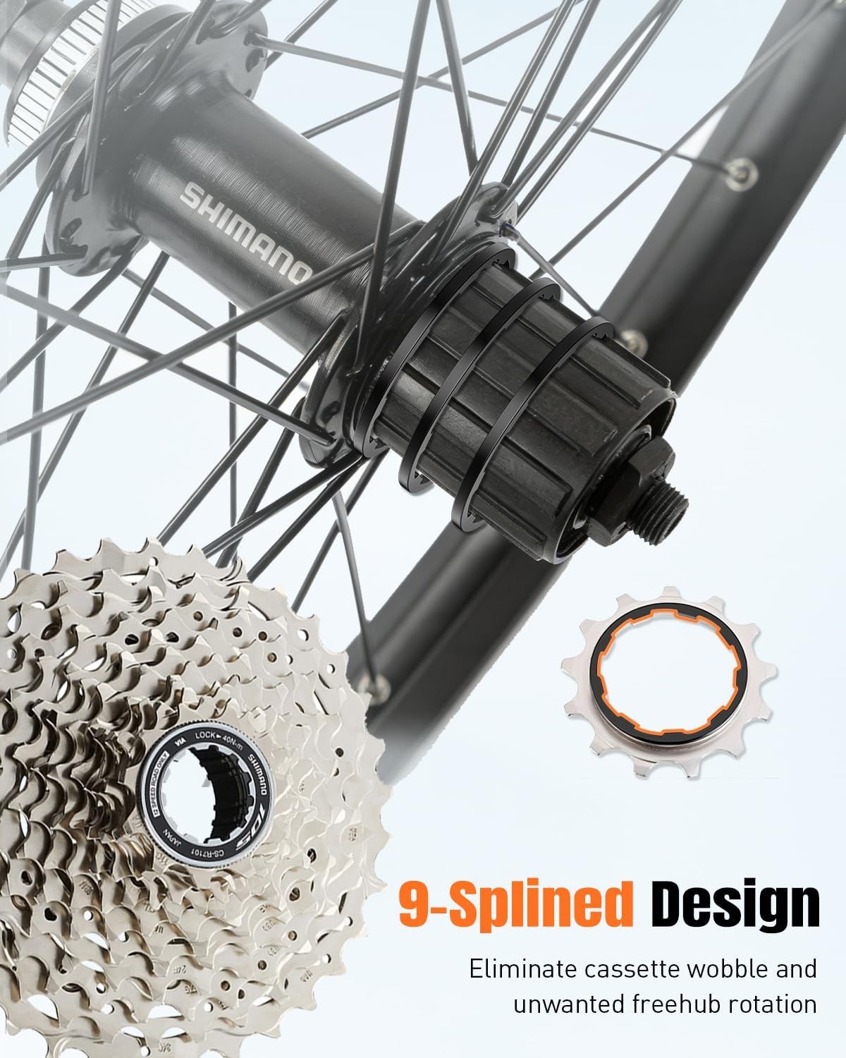 Pawfly 9 Pcs Bike Cassette Spacer Kit, Aluminum Alloy Flywheel Hub Washer for 7/