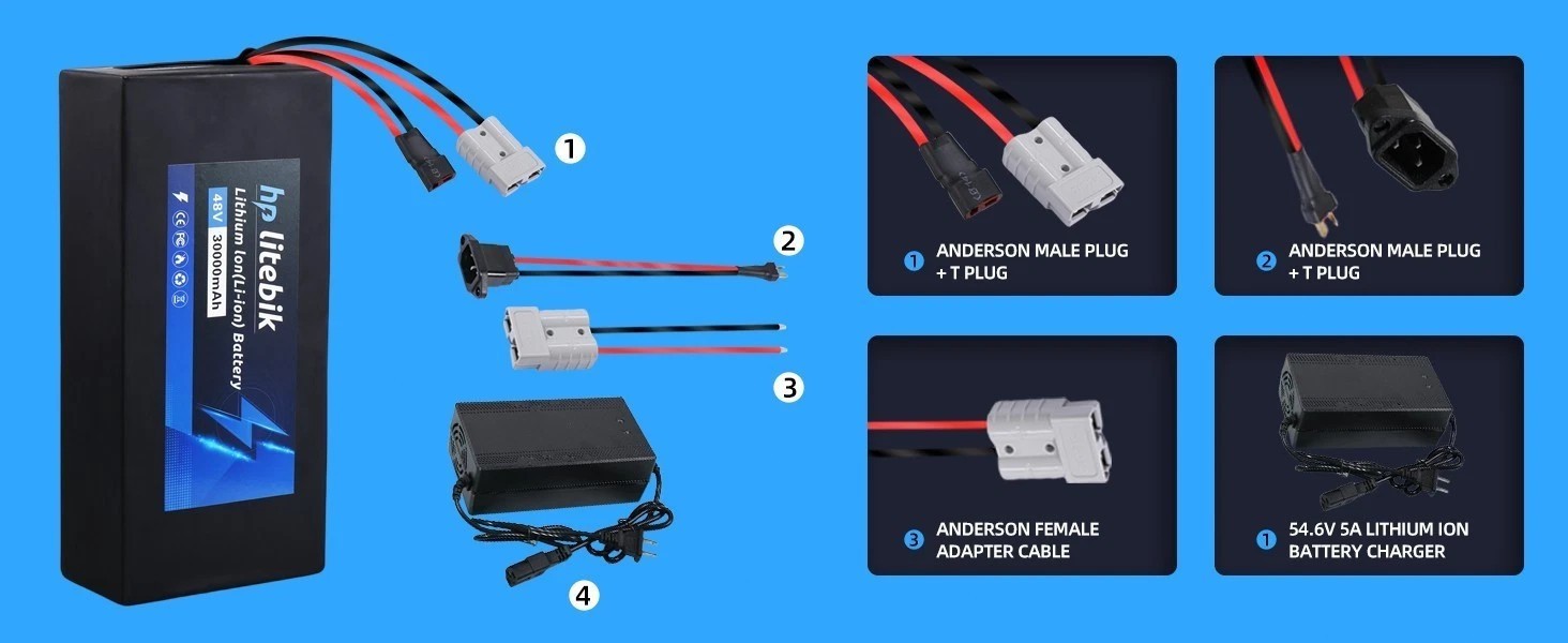 48V/52V/60V/72V Ebike Battery 20Ah/30Ah Lithium for Electric bicycle 2400W-3600W