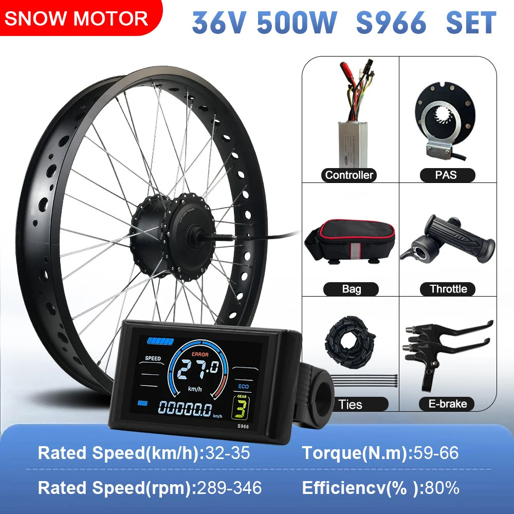 36V48V 500W EBike Fat Tire Conversion Kit 4.0 Rear Rotate Hub Motor Wheel 20 26″