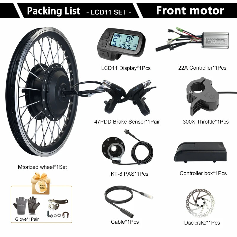 36V 48V 250W 350W 500W Mountain Electric Bike Brushless Front Wheel Hub Motor