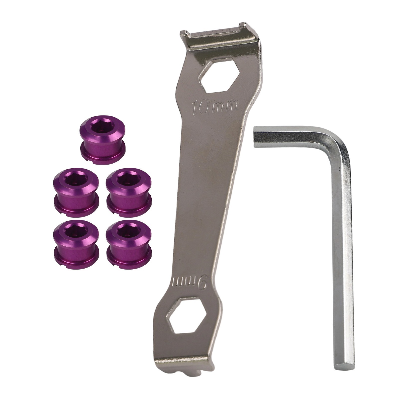 Bike Single Chainwheel Bolt Set with Mounting Tools for DIY Bicycle Projects