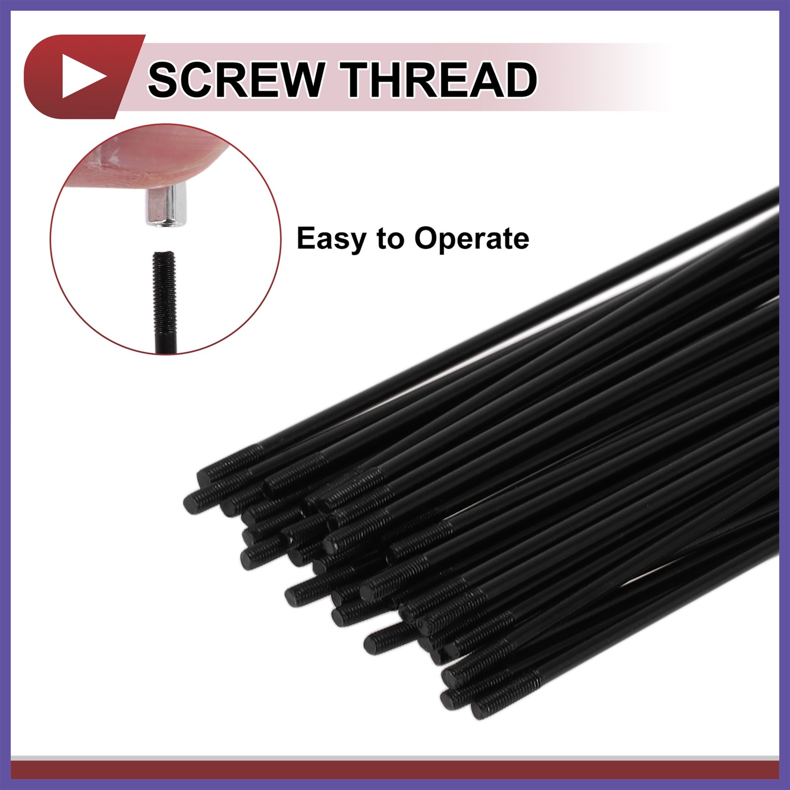 36 Set 12G Bicycle Spokes 131mm Bike Wheel Spokes 45 Steel Black