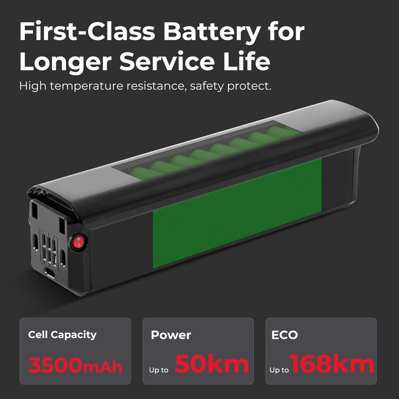 48V 20Ah Battery Rear Rack Electric Bike Battery 48V Lithium Battery 1000W 1500W