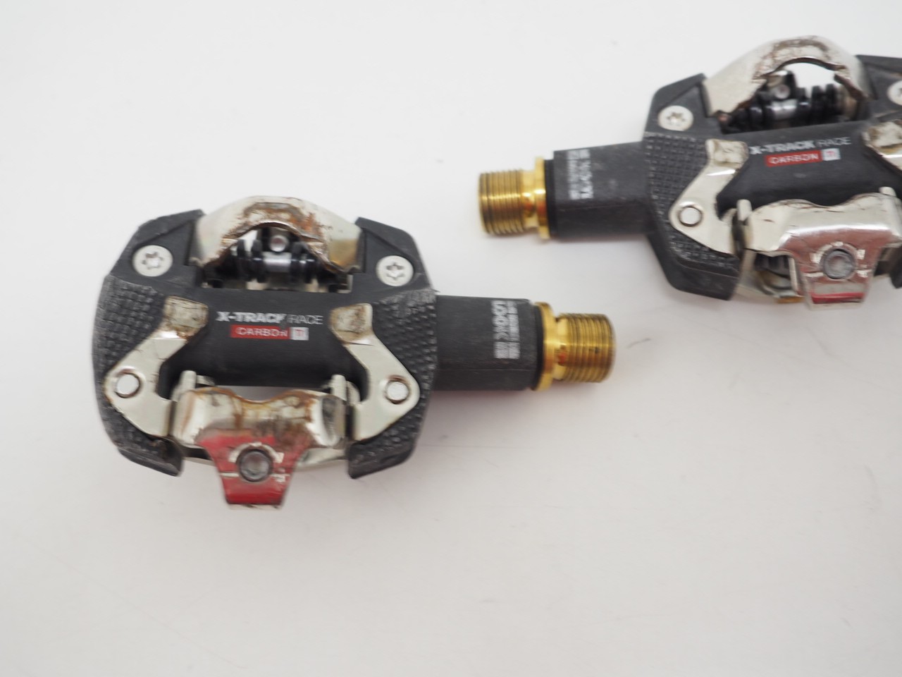 LOOK X-Track Race Carbon Ti Mountain Bike Pedals Black/Gold w/o Cleats *Good*