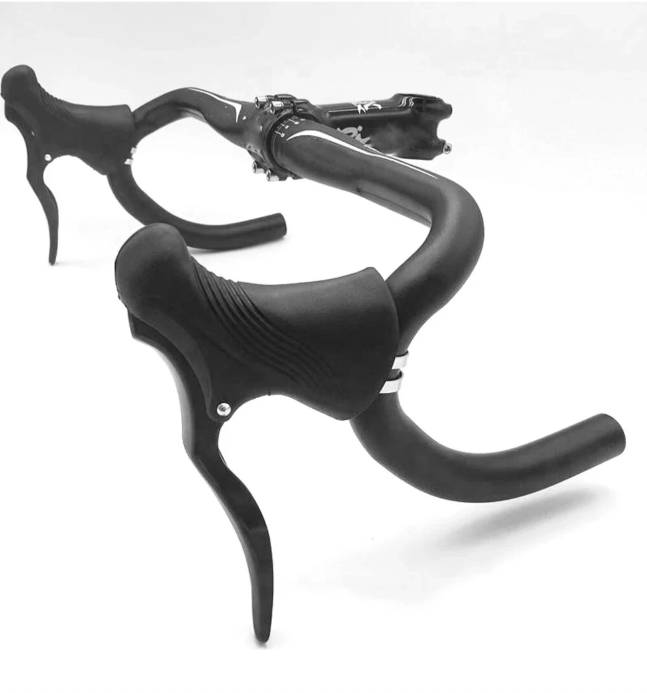 Bicycle Brake Levers Drop Bar Road Bike Hoods Set Black Silver Lightweight Pair