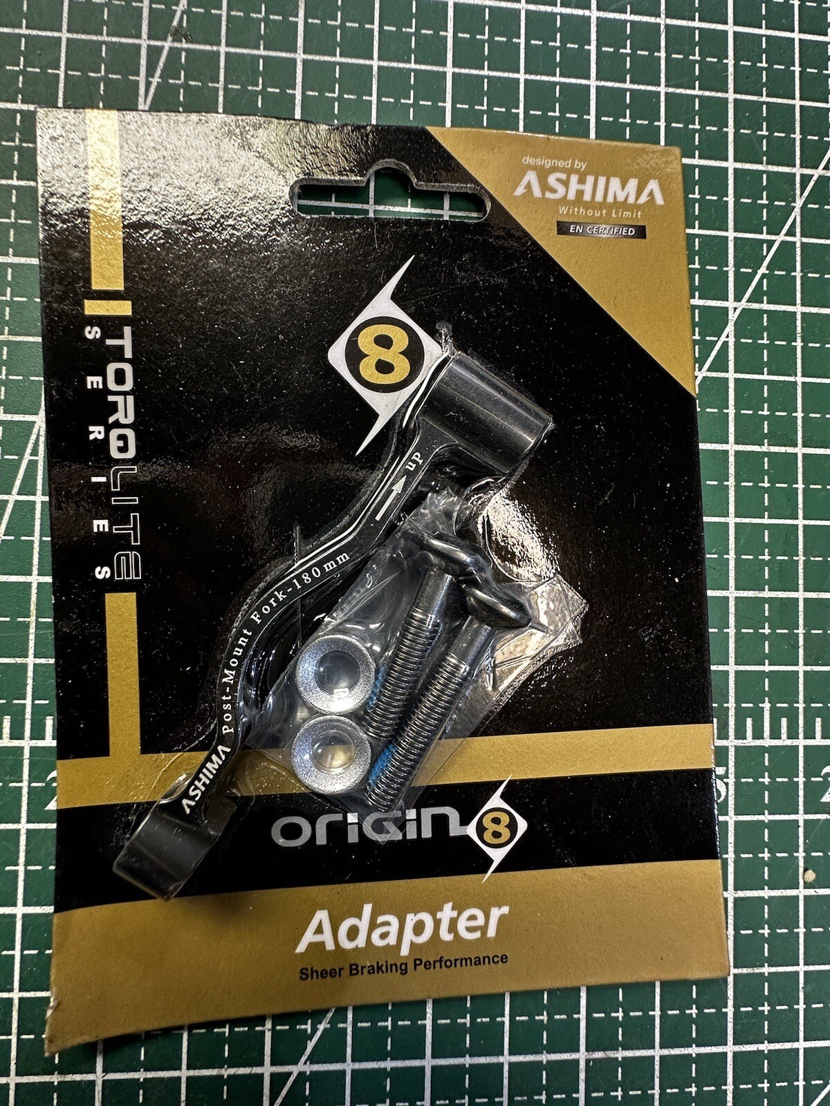 Origin8 TorqLite Ashima Post Mount Disc Adapter 160mm to 180mm FT/RR Post Mount