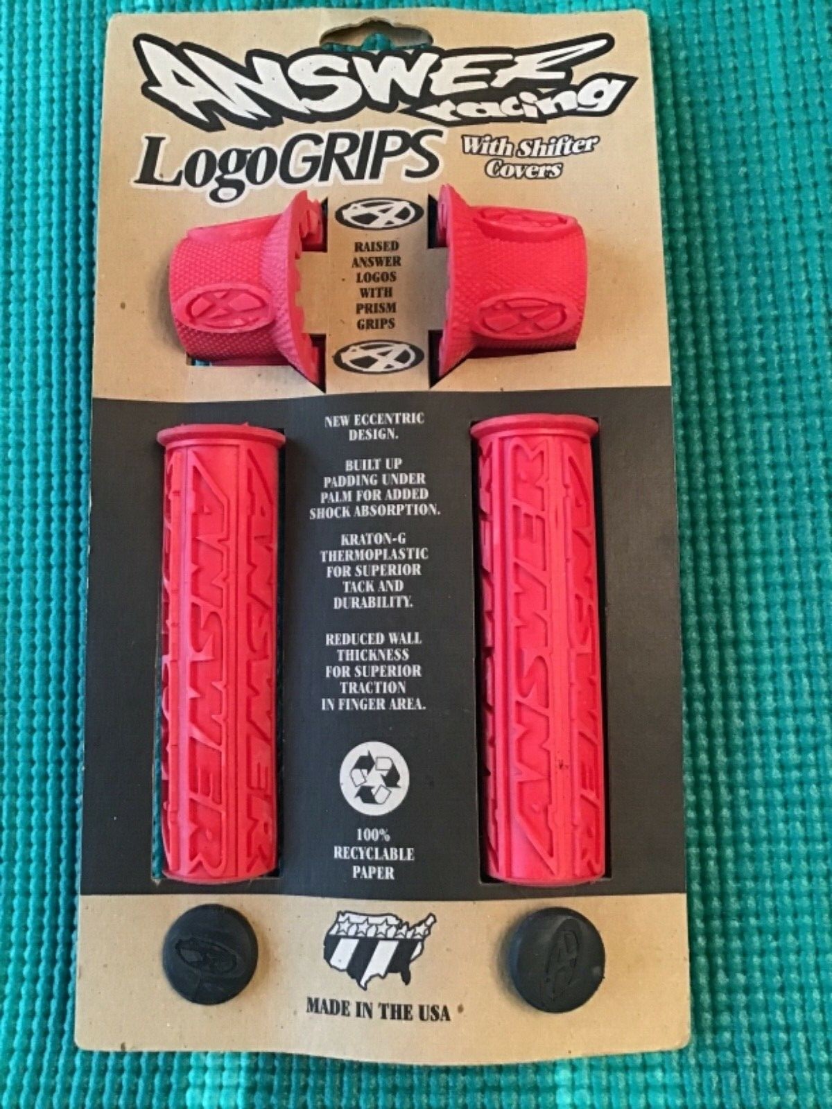 RED Answer Logo Grips w/ Shifter Covers Made in USA *Fits ANY bicycle* VINTAGE