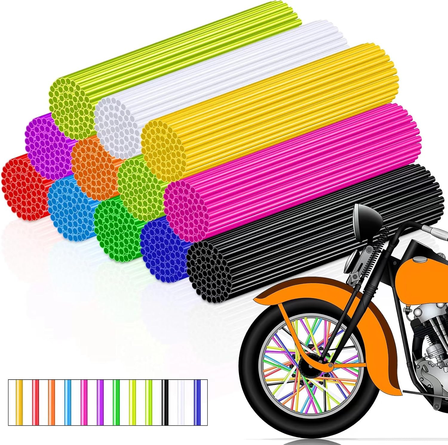 216 Pcs Spoke Skins Bike Spoke Covers Decorations Dirt Bike Rim Wraps for Mot…