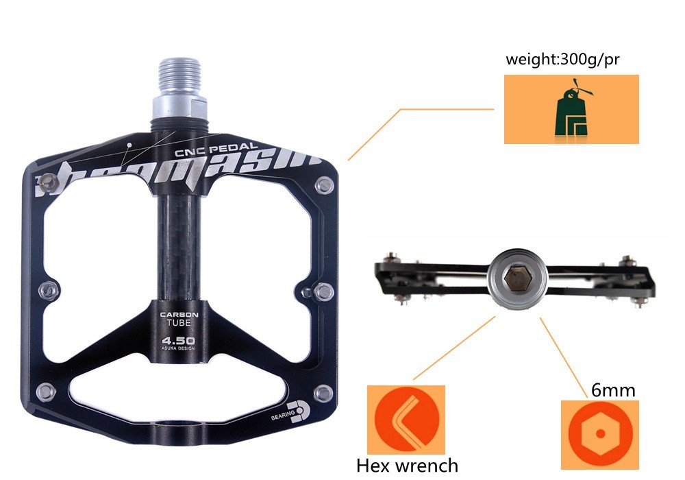 Aluminum Carbon Road MTB Mountain Bike XC Bicycle Pedal 3 Bearing Flat Pedals