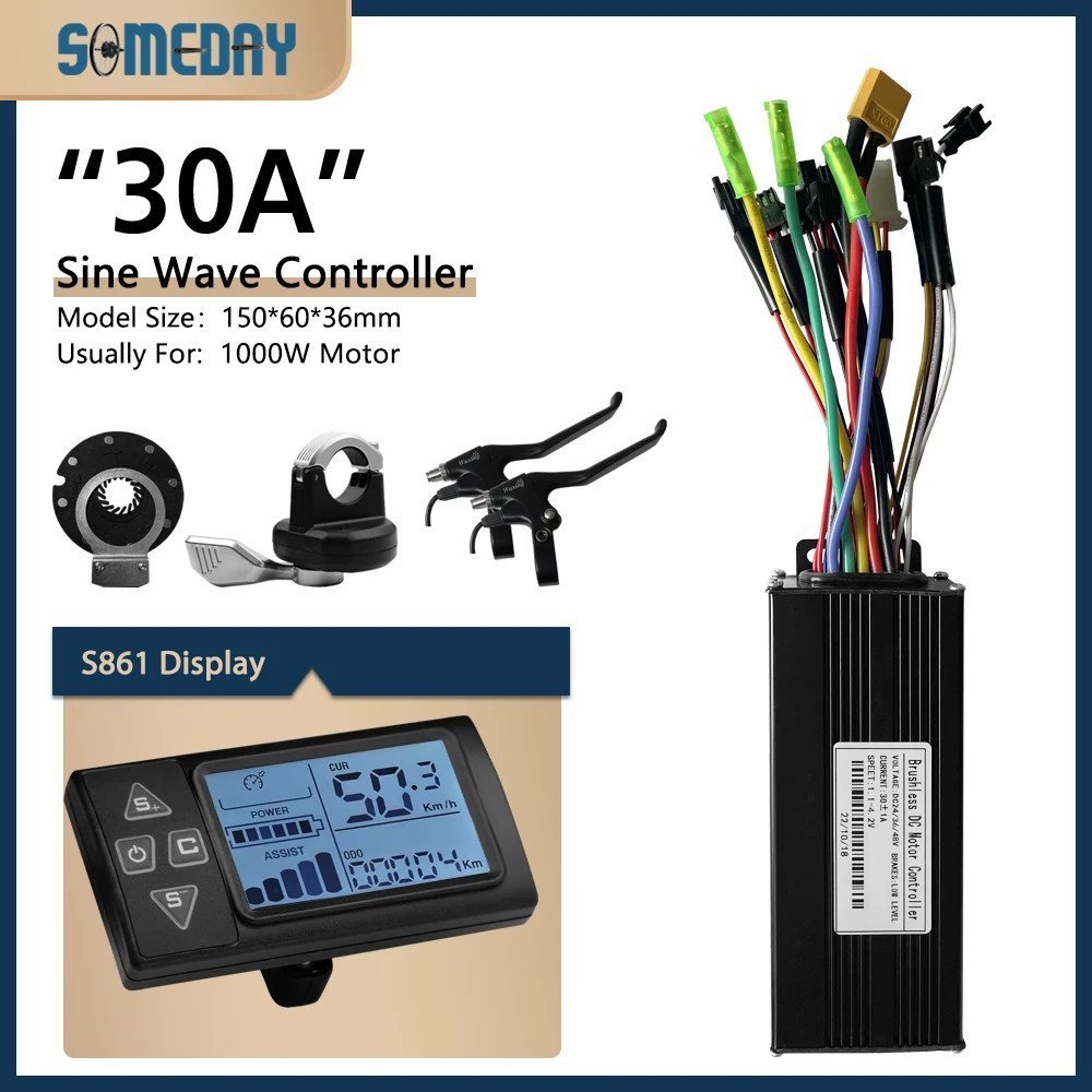 22A E-bike 3 Mode Sinewaves Controller Brushless with Display 36V/48V/52V/60V