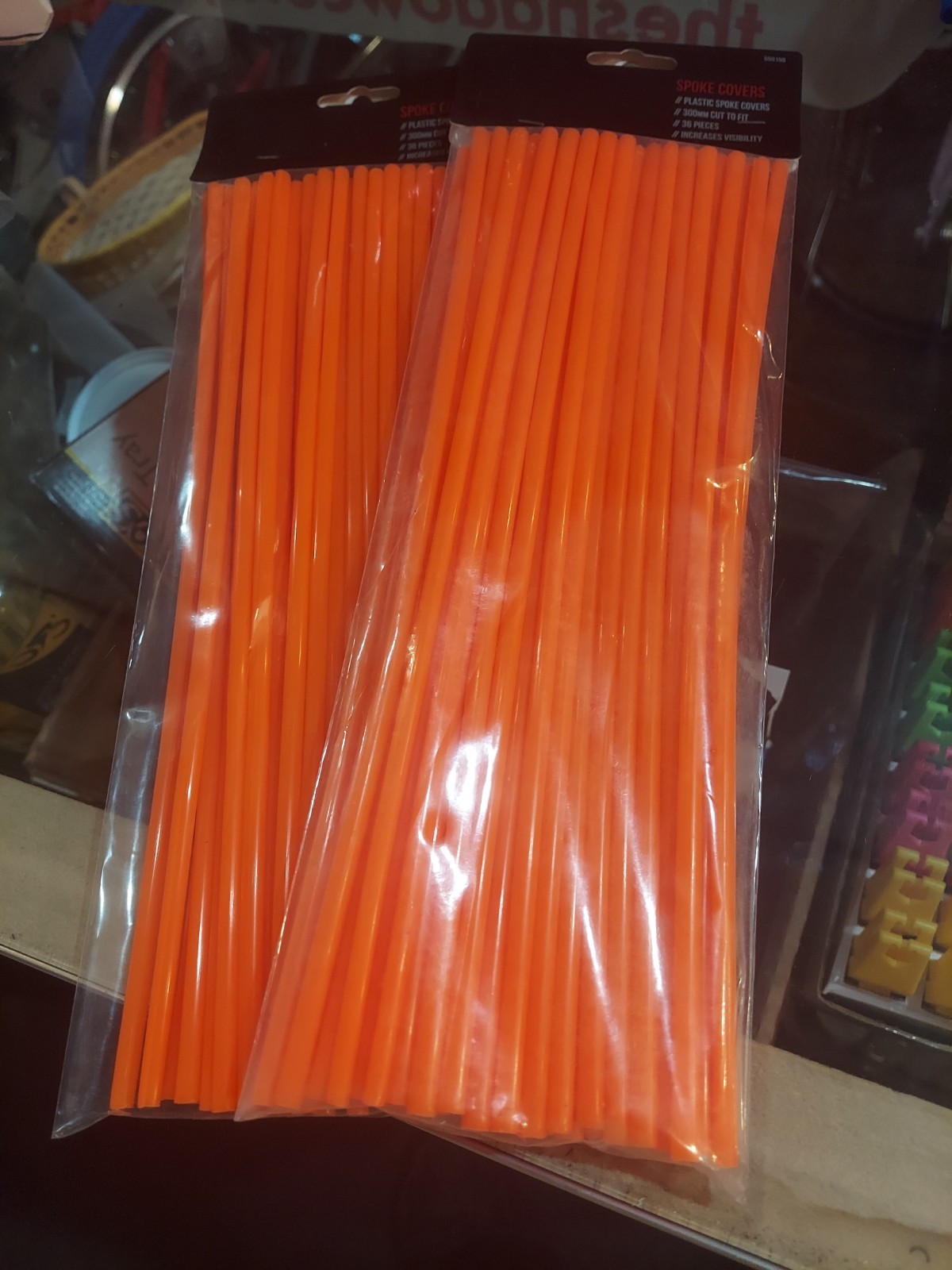 Bicycle Wheel Spoke Covers Black-Ops 11 3/4 Inches Orange 72pc 2 packs of 36