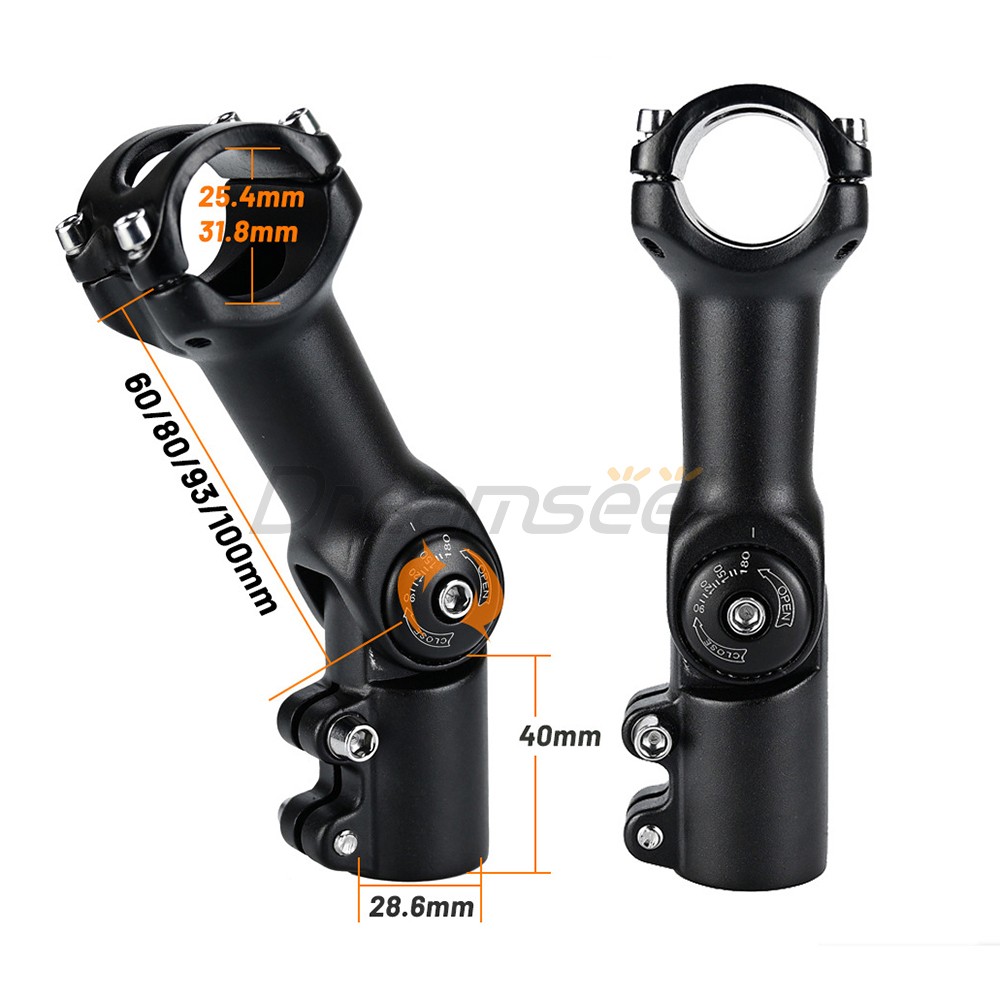 Bike Adjustable Stem MTB Road Bicycle Handlebar Riser 90-180 Degree 25.4/31.8mm