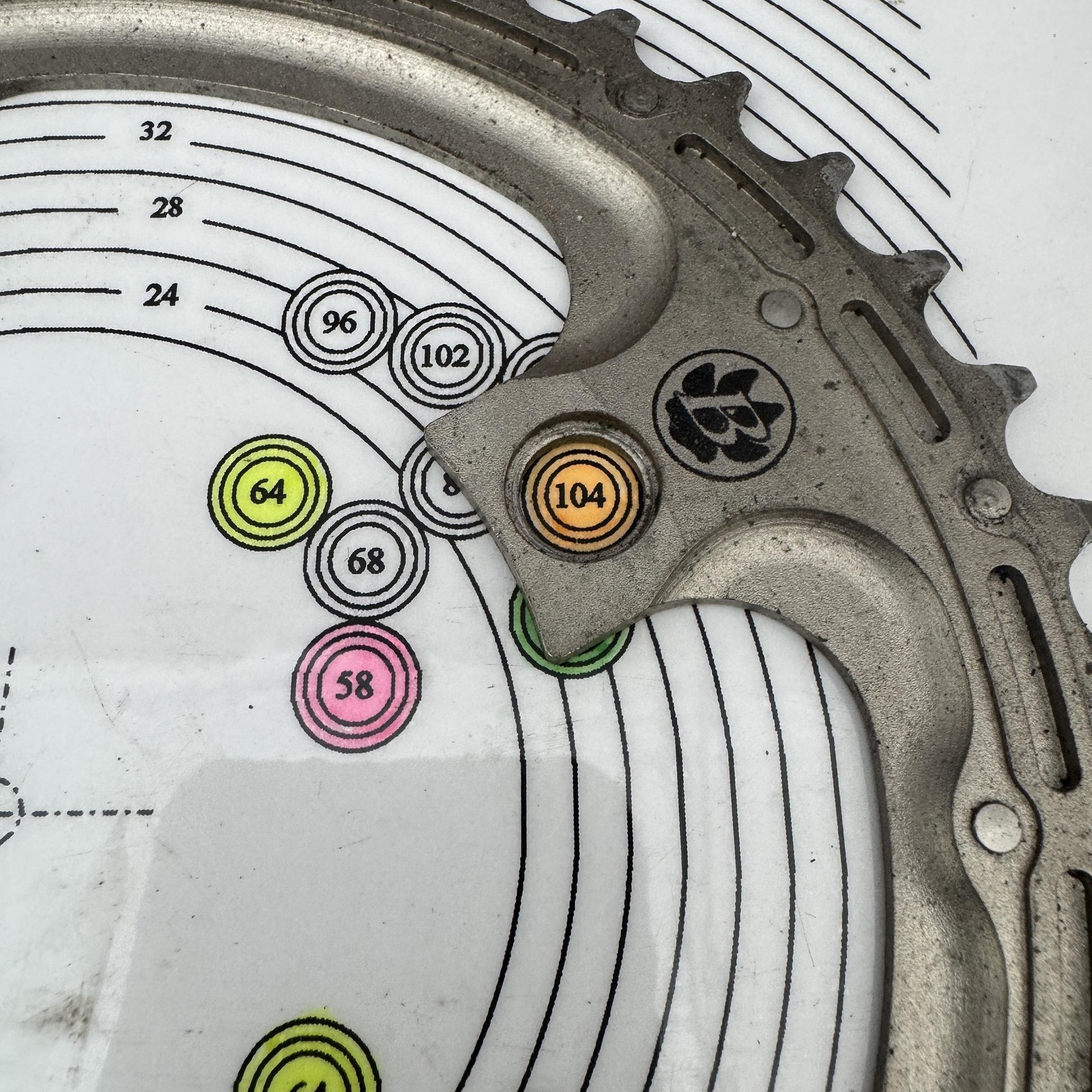 Vintage BOntrager 44T 4-bolt 104 BCD Silver Alloy Chainring Ramp Pins MTB 44