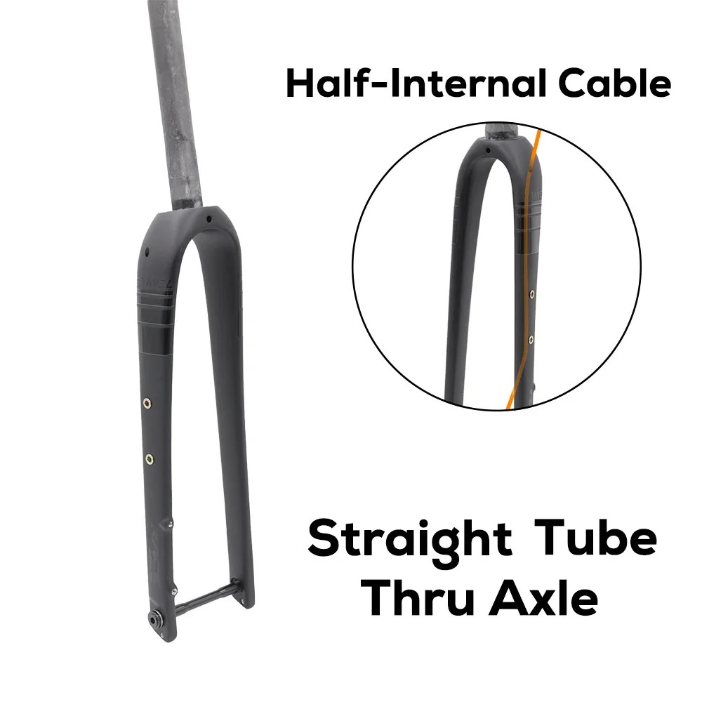 Carbon Gravel Bike Front Fork 700C Straight Tapered Tube Half Internal Cable