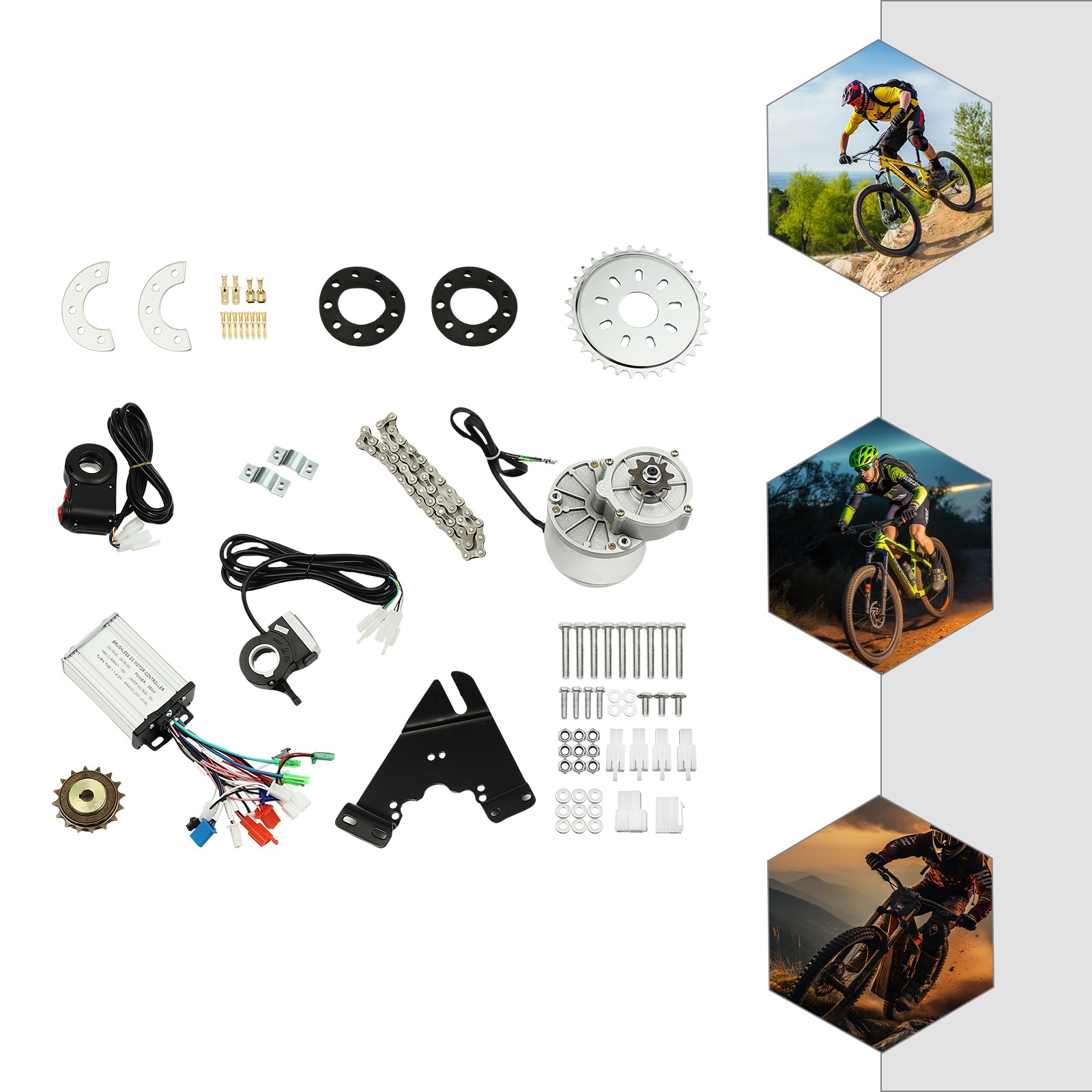Electric Bicycle Brushless Motor Kit E-Bike Conversion Installation Kit 36V 350W