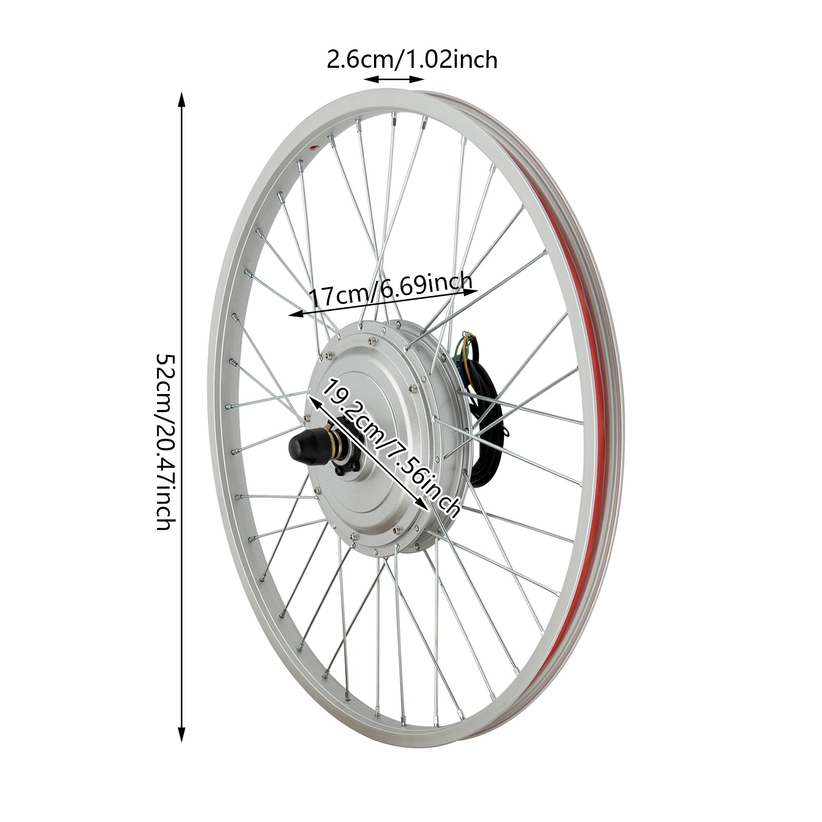 24″ 36V 750W Electric Bicycle Conversion Kit Front Wheel Kit Ebike Hub Motor Set
