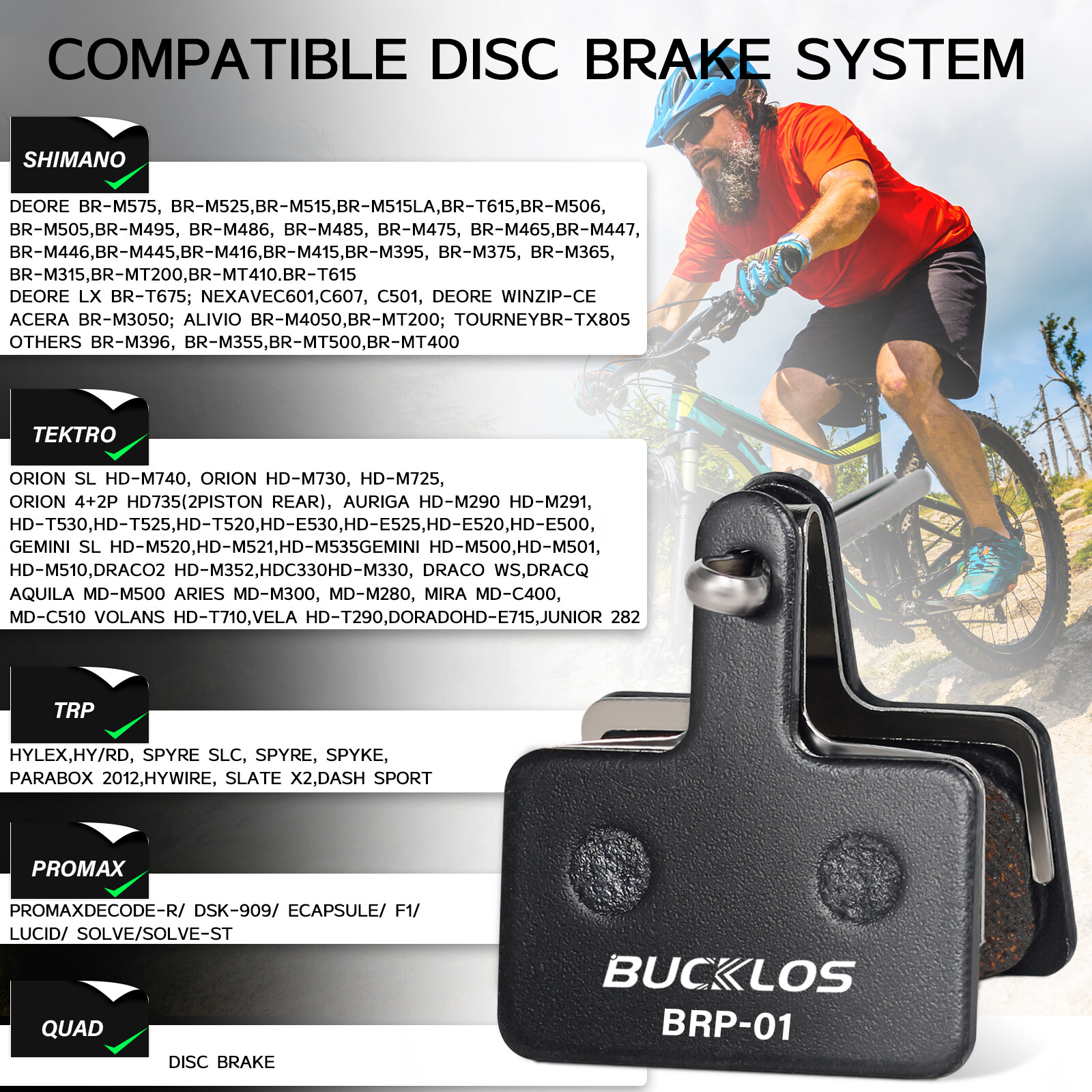 Brake Pad MTB Hydraulic Brake Semi-Metallic Disc Pad for SHIMANO MT200 B01S B05S