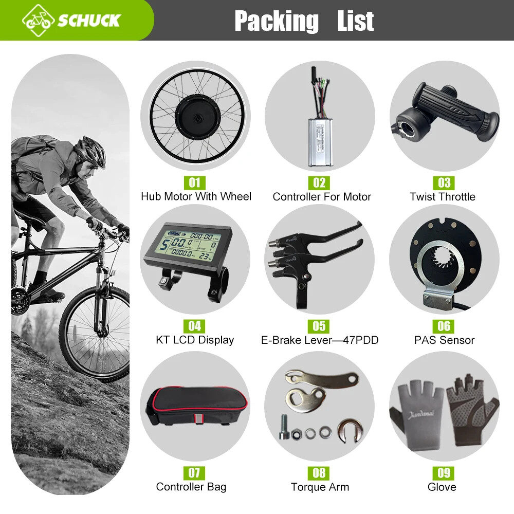 250W 350W 500W 1000W 1500W 2000W MTB Front Rear Hub Motor Ebike Conversion Kit