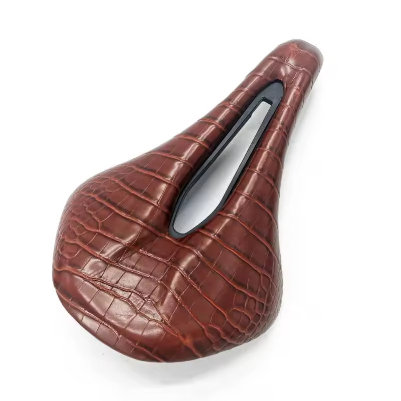 Brown faux Crocodile leather Bicycle saddle 160mm x 250mm