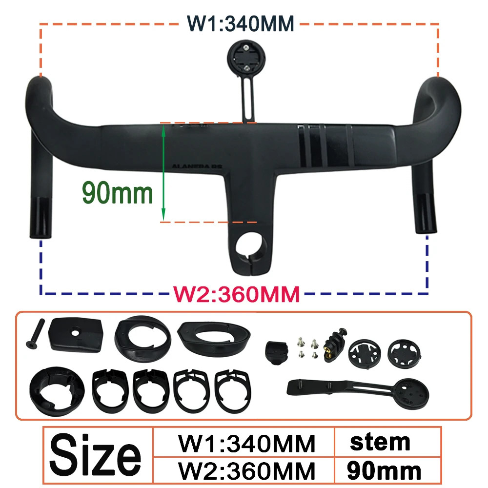 Carbon Road Bicycle Handlebars All Internal Circuits with Free Computer Stand