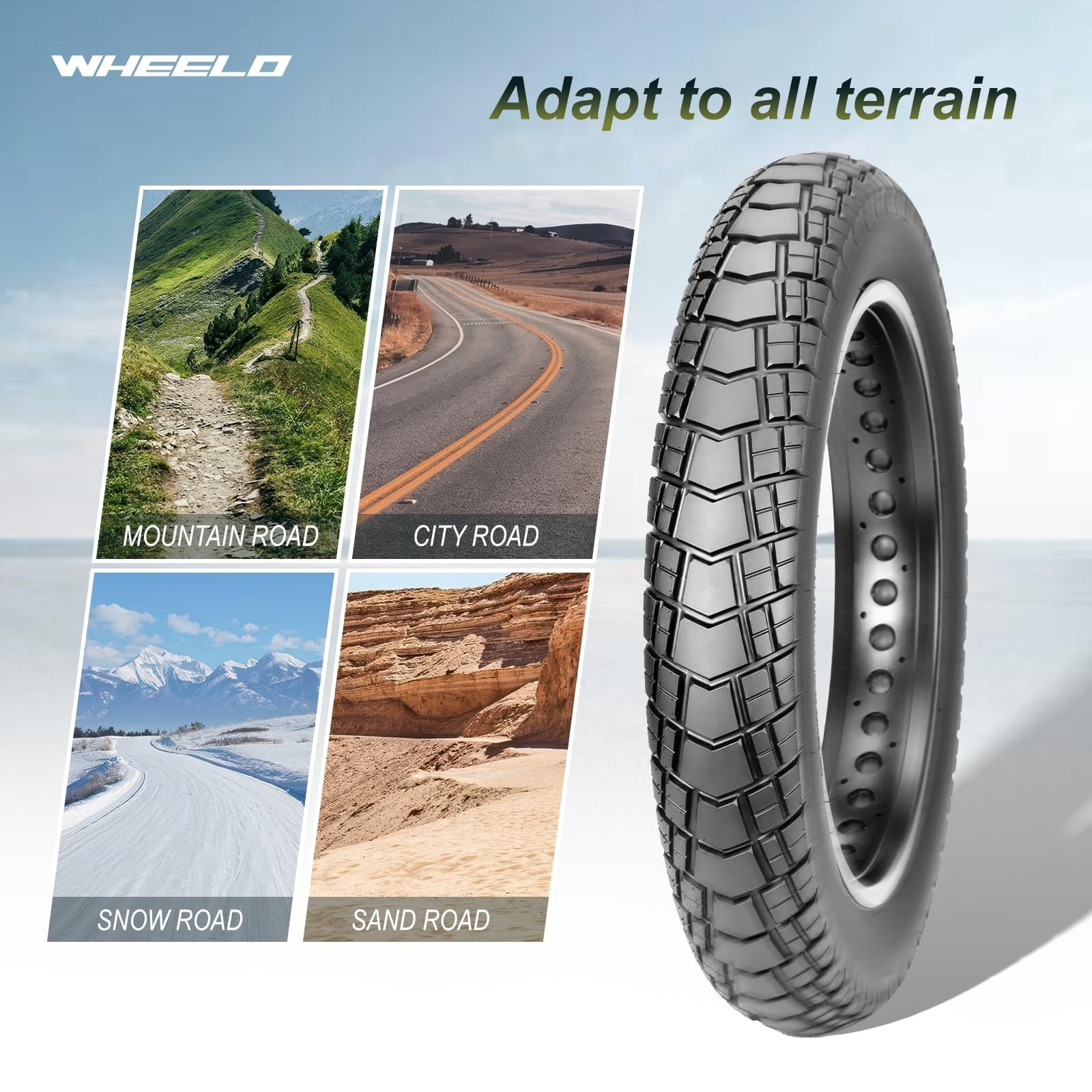 WHEELO Fat E-Bike Tire: 20×4.0 inch Fat MTB Tire, All-Terrain Folding Replace…