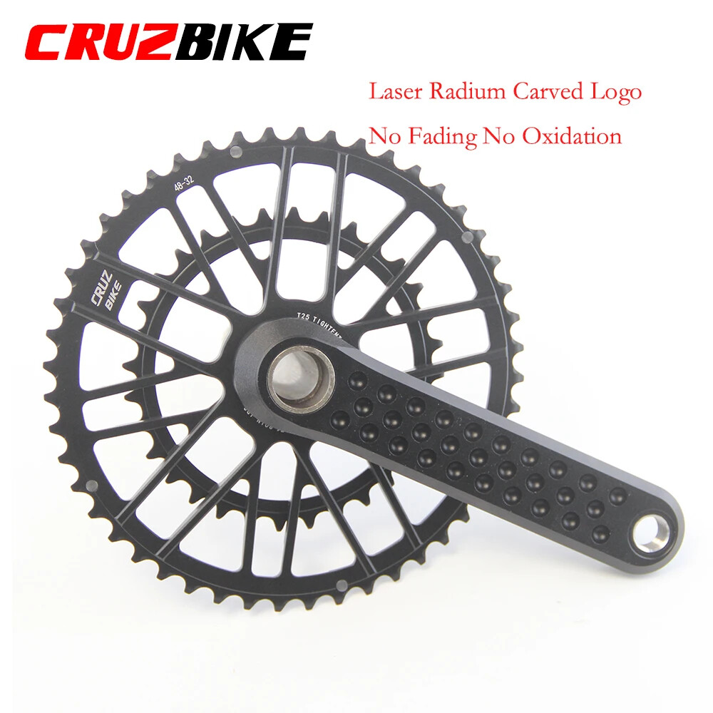 Road Bike Crankset 155/160/165/170mm Cranks with Double Chainring 46-30/48-32T