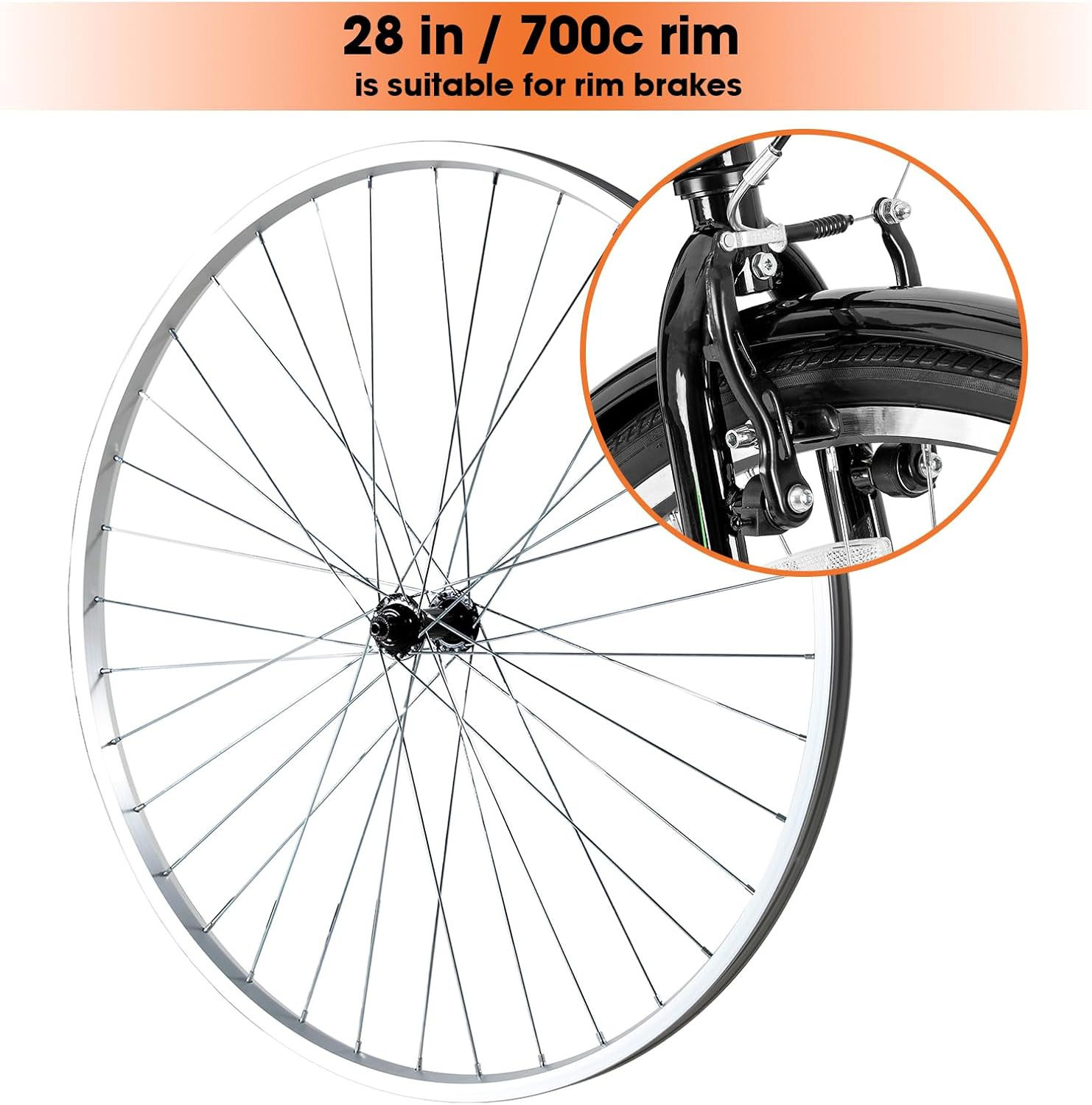 26″ 27.5″ 28″ X1.75″ Alloy Bike Rim for 1.75 to 2.215 Inch Wide Tire, Front & Ba